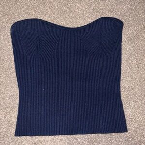 Skies Are Blue Navy Sweetheart
Neckline Knit Top - Size XS